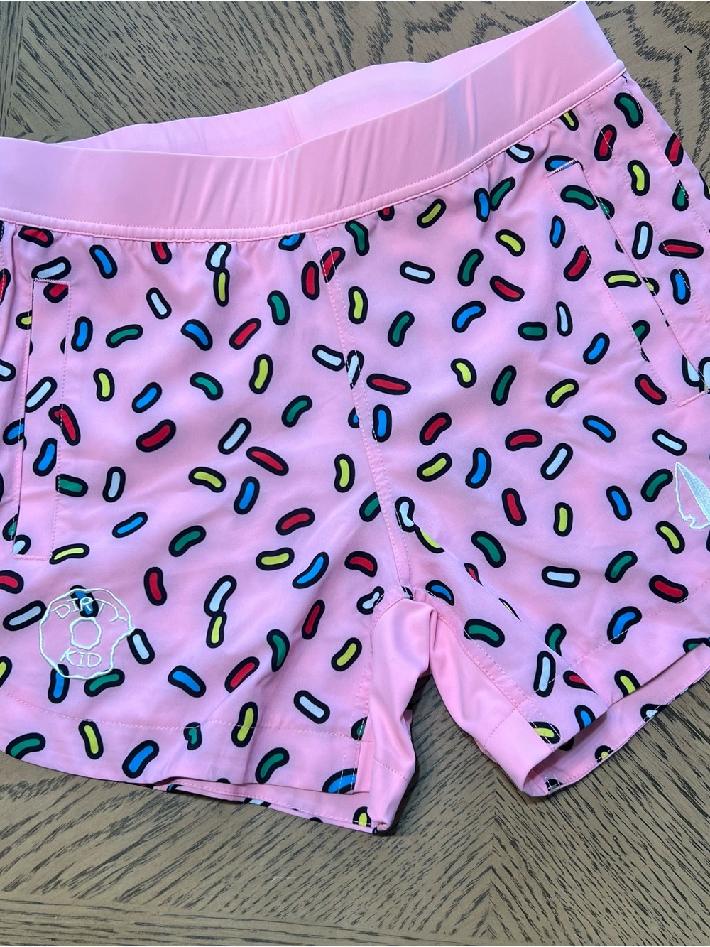 TacHuntFishPink donut sprinkles Print Shorts dopamine colorful dirty kid collab